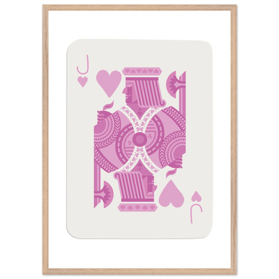 Jack of Hearts Poker Card Print - Eclectic Pink Framed Art - Eco-Friendly Wood Frame, Ready-to-Hang Decor - Vibrantwalls