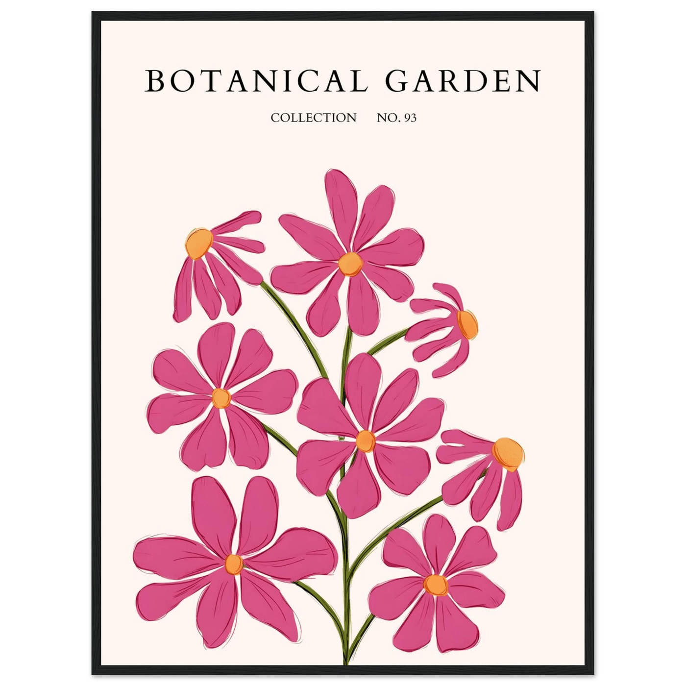 Vibrant Botanical Garden Framed Poster – Pink Cosmos & Abstract Floral Art Print | Ready-to-Hang in Various Sizes - Vibrantwalls