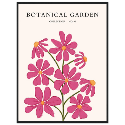 Vibrant Botanical Garden Framed Poster – Pink Cosmos & Abstract Floral Art Print | Ready-to-Hang in Various Sizes - Vibrantwalls