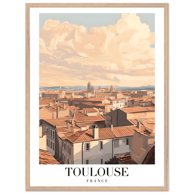 Toulouse France Framed Poster – Vintage Sunset Cityscape Wall Art with Wooden Frame - Vibrantwalls