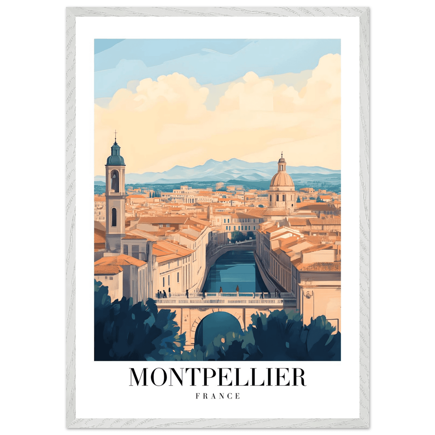 Montpellier France Framed Poster – Vintage Travel Wall Art with Wooden Frame - Vibrantwalls