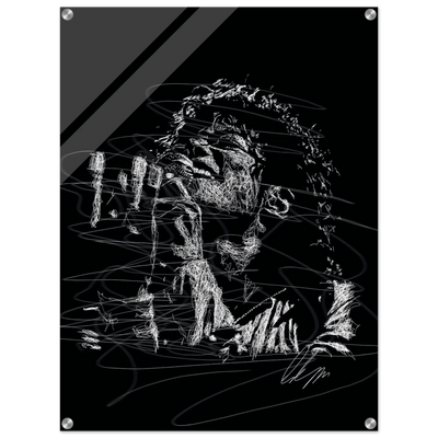 Michael Jackson Acrylic Print - Abstract Black & White Sketch Modern Wall Art in Multiple Sizes - Vibrantwalls