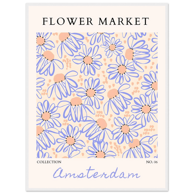 Abstract Floral Market Framed Poster – Whimsical Amsterdam Daisy Art Prints | Ready-to-Hang in Various Sizes - Vibrantwalls