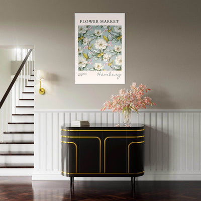 Hamburg 'Flower Market' Framed Poster – Elegant Magnolia & Cherry Blossom Art Print | Ready-to-Hang - Vibrantwalls