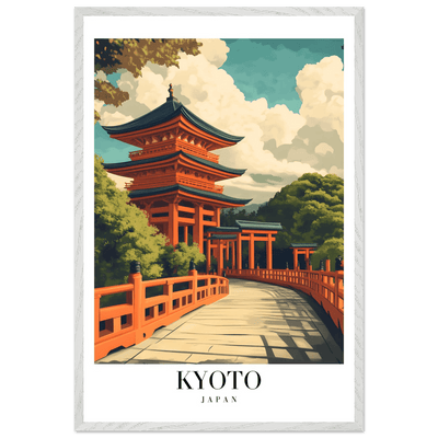 Kyoto Japan Pagoda Framed Poster – Japanese Temple Wall Art in Vibrant Orange with Wooden Frame - Vibrantwalls