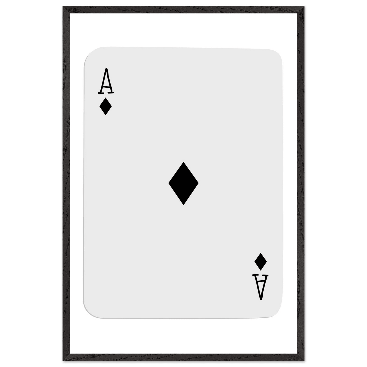 Minimalist Ace of Diamonds Poker Card Art Print - Framed Wall Decor with Eco-Friendly Wood Frame - Vibrantwalls
