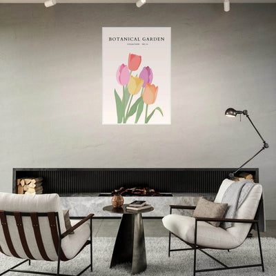 Botanical Garden Tulip Framed Poster – Pastel Bloom Art Print | Ready-to-Hang Floral Decor - Vibrantwalls