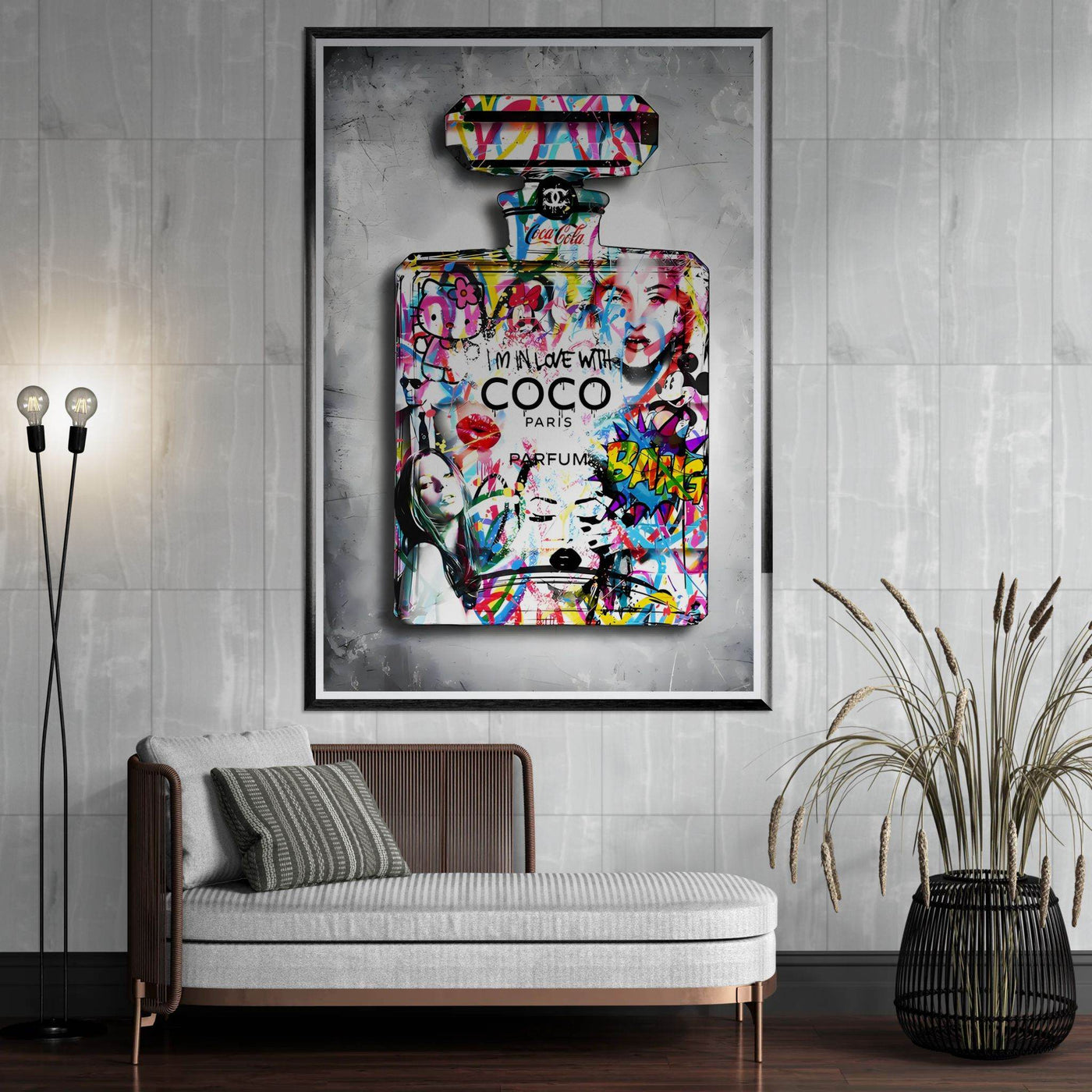 Vibrant Pop Art Chanel Perfume Bottle Print - Graffiti Chic Wall Decor for Fashion Lovers - Vibrantwalls