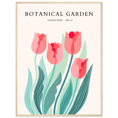 Botanical Garden Tulip Framed Poster – Pastel Florals & Nature Art Prints | Ready-to-Hang Wall Decor - Vibrantwalls