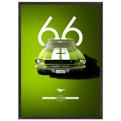 1966 Shelby GT350 Fastback Poster - Iconic Green & White Racing Stripes | Premium Framed Art, Ready-to-Hang - Vibrantwalls