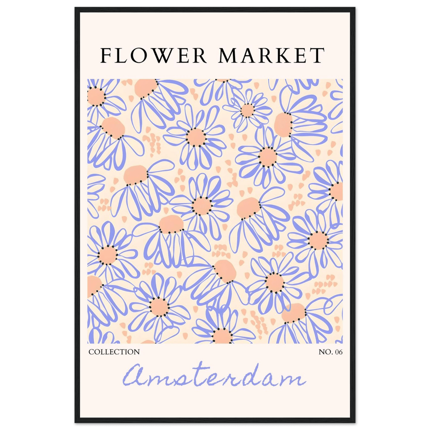 Abstract Floral Market Framed Poster – Whimsical Amsterdam Daisy Art Prints | Ready-to-Hang in Various Sizes - Vibrantwalls