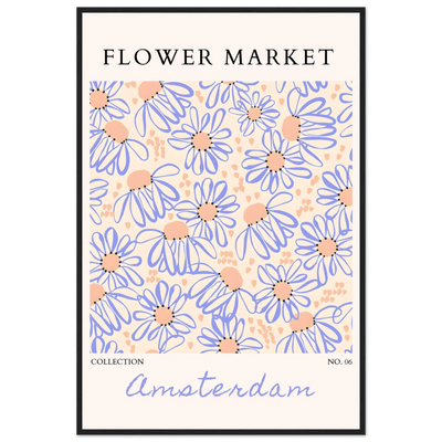 Abstract Floral Market Framed Poster – Whimsical Amsterdam Daisy Art Prints | Ready-to-Hang in Various Sizes - Vibrantwalls