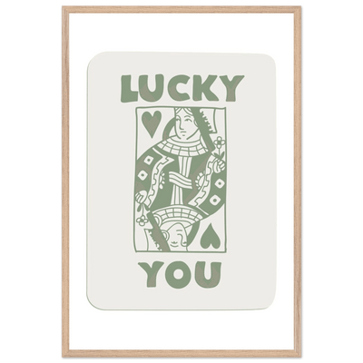 Lucky You Poker Card Print - Queen of Hearts Framed Art - Eco-Friendly Wood Frame - Vibrantwalls