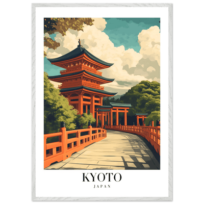 Kyoto Japan Pagoda Framed Poster – Japanese Temple Wall Art in Vibrant Orange with Wooden Frame - Vibrantwalls