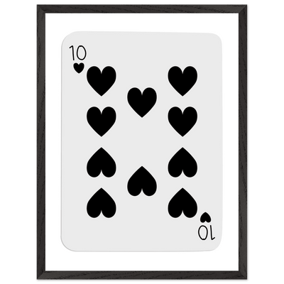 Minimalist Ten of Hearts Poker Card Print - Mounted Framed Eco-Friendly Wall Art for Game Rooms & Modern Decor - Vibrantwalls