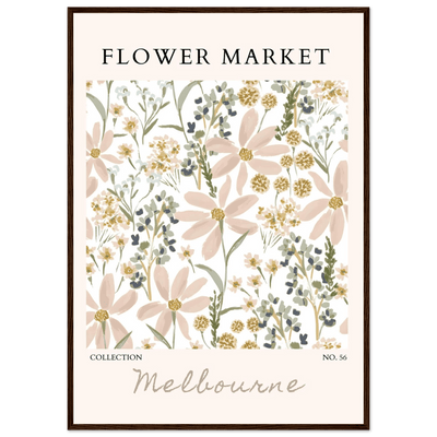 Flower Market Melbourne Framed Poster – Blush Floral & Sage Green Art Print | Ready-to-Hang Wall Decor - Vibrantwalls