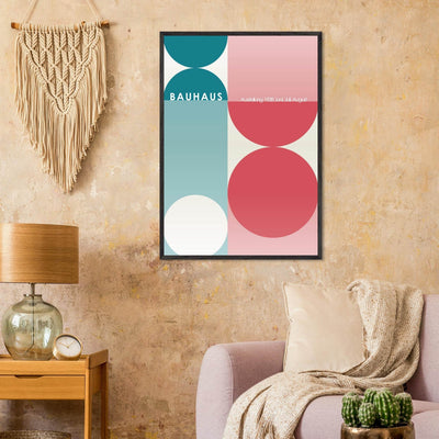 Bauhaus Retro Art Print in Teal and Coral for Unique Retro Decor - Vibrantwalls