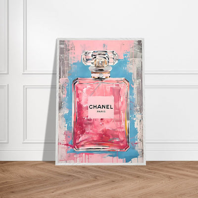 Coco Mademoiselle Chanel Art Print - Pink & Blue Pop Art Style Framed Poster - Vibrantwalls
