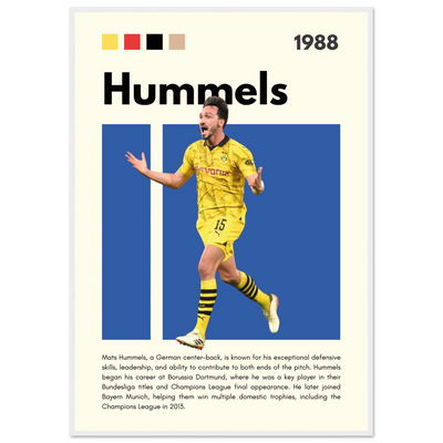 Mats Hummels Borussia Dortmund Framed Poster – Modern Football Art Print 70x100 cm 28x40″ White frame Vibrantwalls