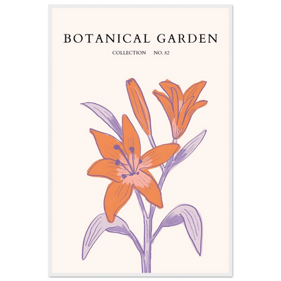 Botanical Garden Lily Print – Orange & Lavender Framed Poster | Elegant Nature Art for Modern Spaces, Ready-to-Hang - Vibrantwalls