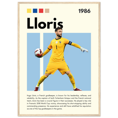 Hugo Lloris France Goalkeeper Football Poster 50x70 cm 20x28″ Wood frame Vibrantwalls