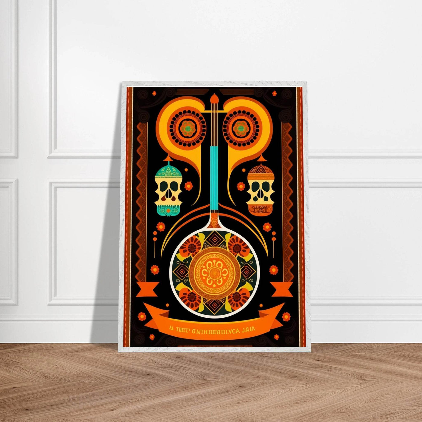 Vibrant Day of the Dead Guitar - Vibrantwalls