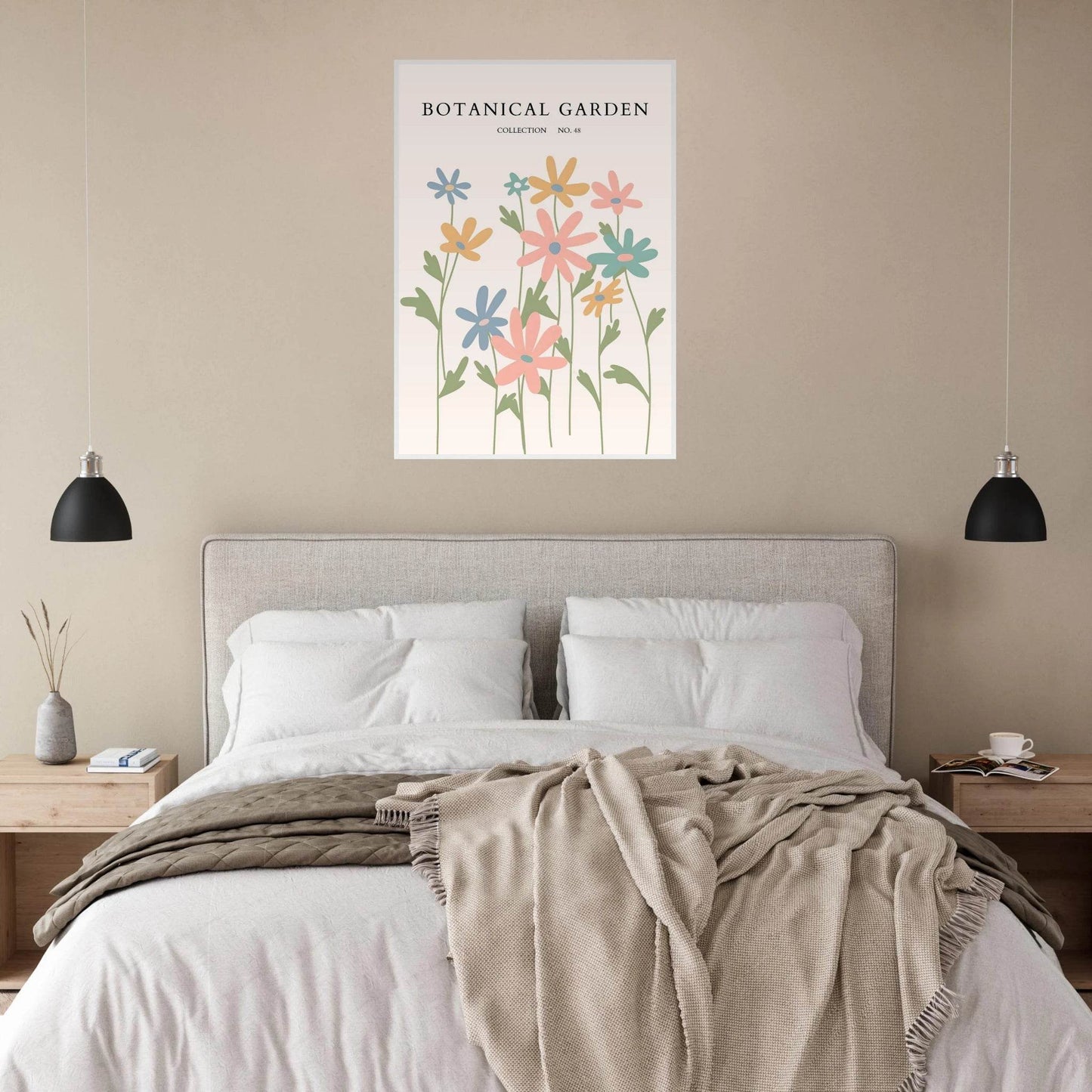 Botanical Garden Framed Poster – Whimsical Pastel Floral Art Print | Ready-to-Hang Wall Decor - Vibrantwalls