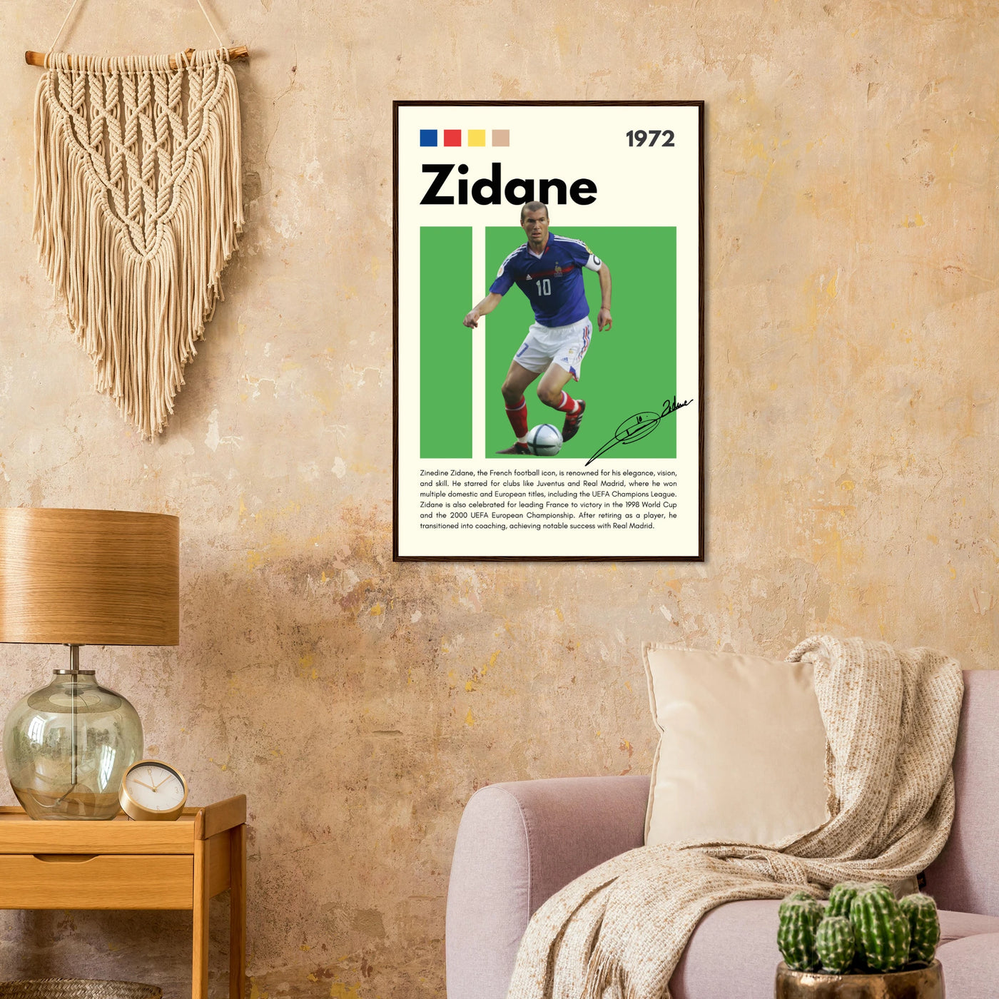 Zinedine Zidane Football Legend Framed French Poster Vibrantwalls