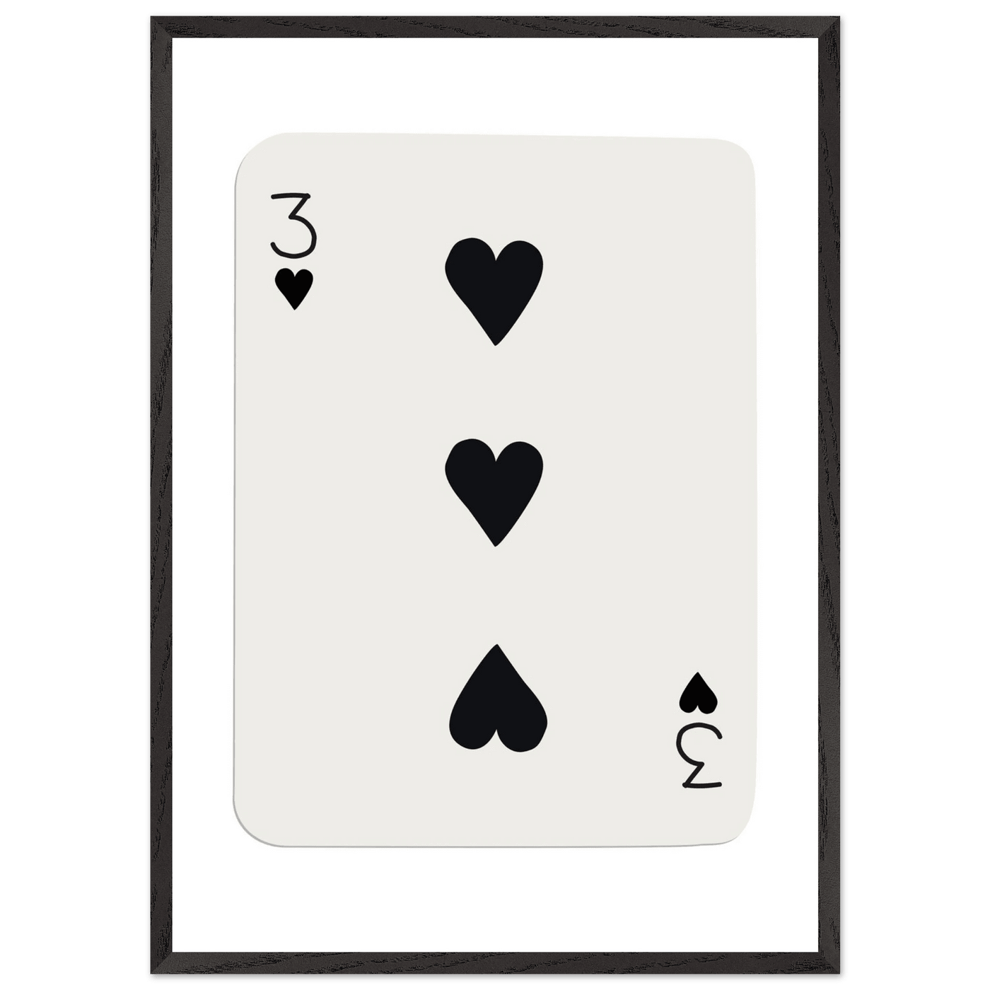 Three of Hearts Poker Card Print - Eco-Friendly Framed Poster Art, Available in Multiple Sizes & Frame Finishes - Vibrantwalls