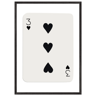 Three of Hearts Poker Card Print - Eco-Friendly Framed Poster Art, Available in Multiple Sizes & Frame Finishes - Vibrantwalls