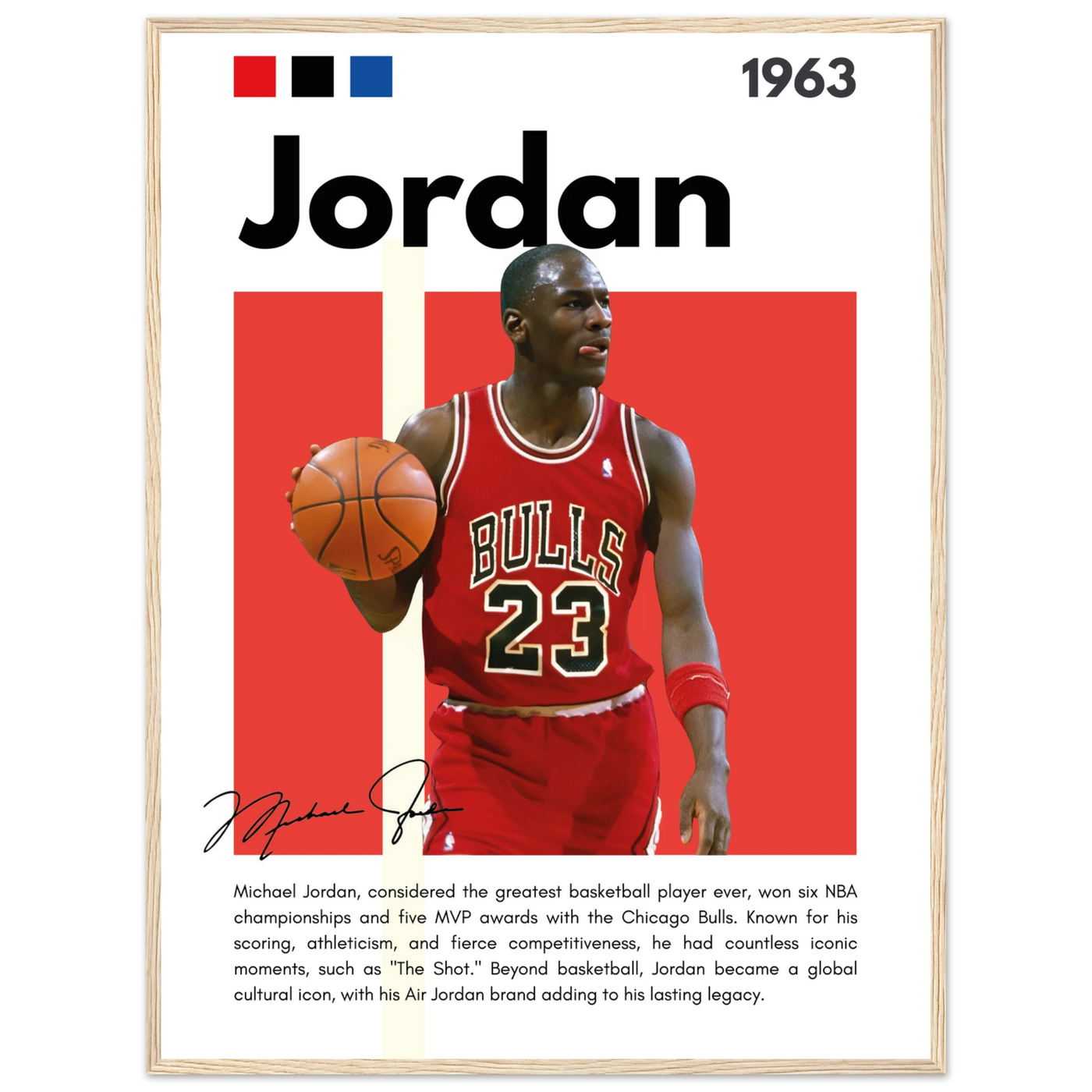 Michael Jordan Air Jordan Bulls Retro Print 60x80 cm 24x32″ Wood frame Vibrantwalls