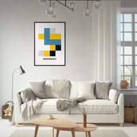 Bauhaus Geometric Abstract Yellow Blue Wall Art - Vibrantwalls