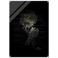 Manga Anime Wall Decor - Scribble Art Acrylic Print for Abstract Luminous Modern Home Aesthetics - Vibrantwalls