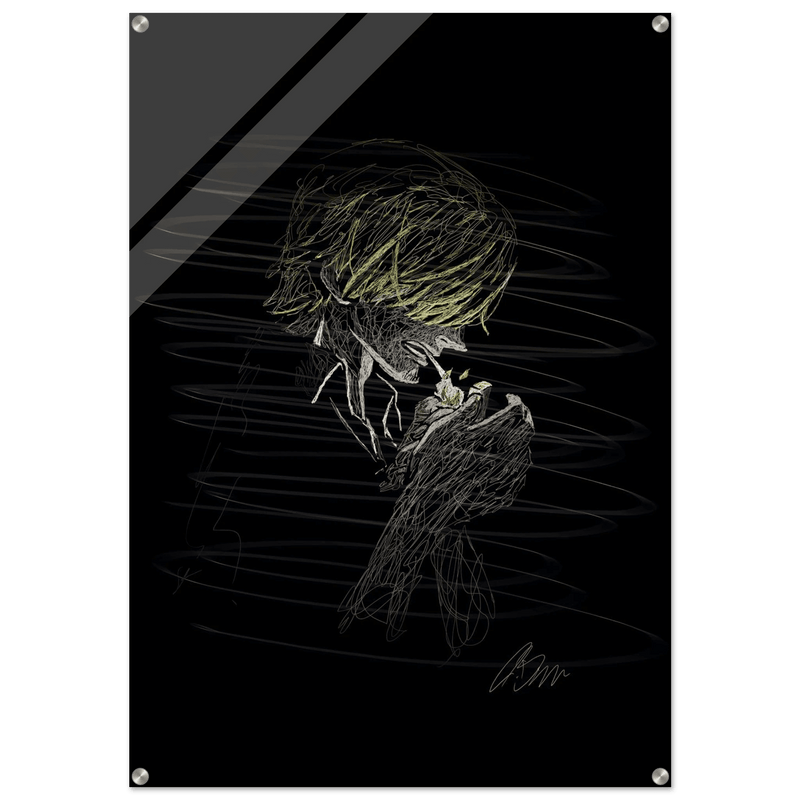 Manga Anime Wall Decor - Scribble Art Acrylic Print for Abstract Luminous Modern Home Aesthetics - Vibrantwalls