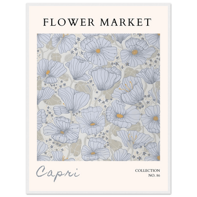 Capri Flower Market Framed Poster – Serene Floral Art Print in Cool Tones | Ready-to-Hang Wall Decor - Vibrantwalls