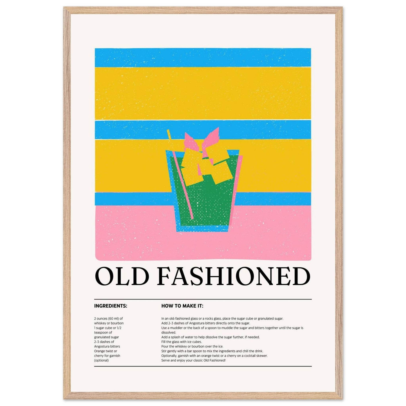 Old Fashioned Cocktail Recipe Art Print - Vibrantwalls