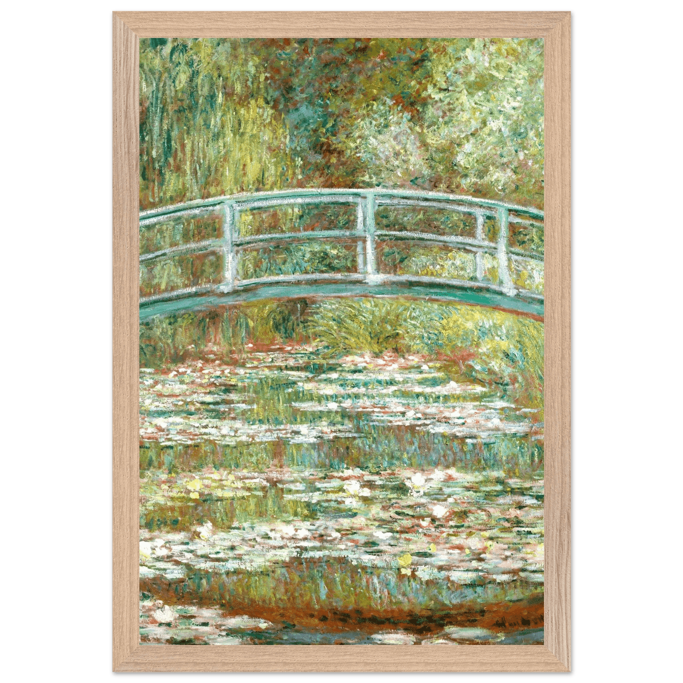 Bridge Over a Pond Art Print - Water Lilies Decorative Artwork for Your Space - Vibrantwalls