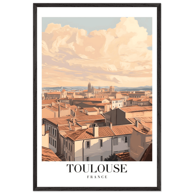 Toulouse France Framed Poster – Vintage Sunset Cityscape Wall Art with Wooden Frame - Vibrantwalls