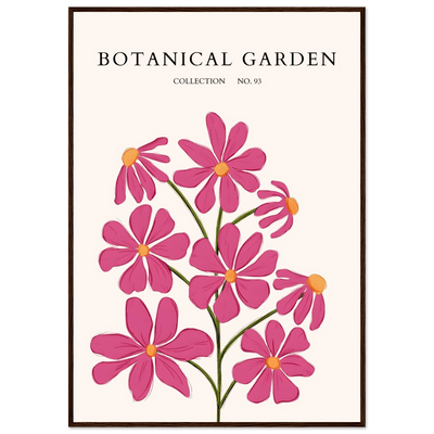 Vibrant Botanical Garden Framed Poster – Pink Cosmos & Abstract Floral Art Print | Ready-to-Hang in Various Sizes - Vibrantwalls