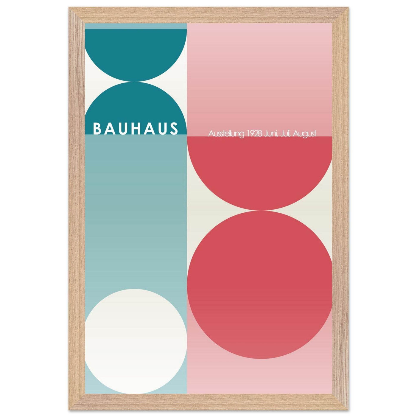 Bauhaus Retro Art Print in Teal and Coral for Unique Retro Decor - Vibrantwalls