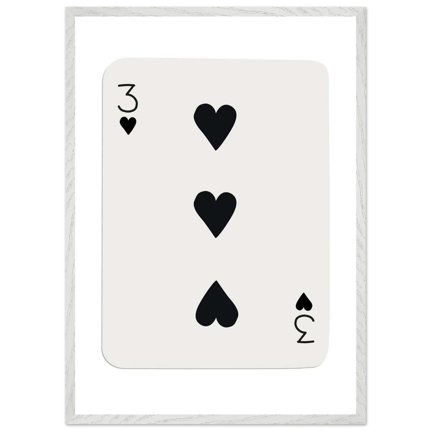 Three of Hearts Poker Card Print - Eco-Friendly Framed Poster Art, Available in Multiple Sizes & Frame Finishes - Vibrantwalls
