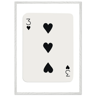 Three of Hearts Poker Card Print - Eco-Friendly Framed Poster Art, Available in Multiple Sizes & Frame Finishes - Vibrantwalls