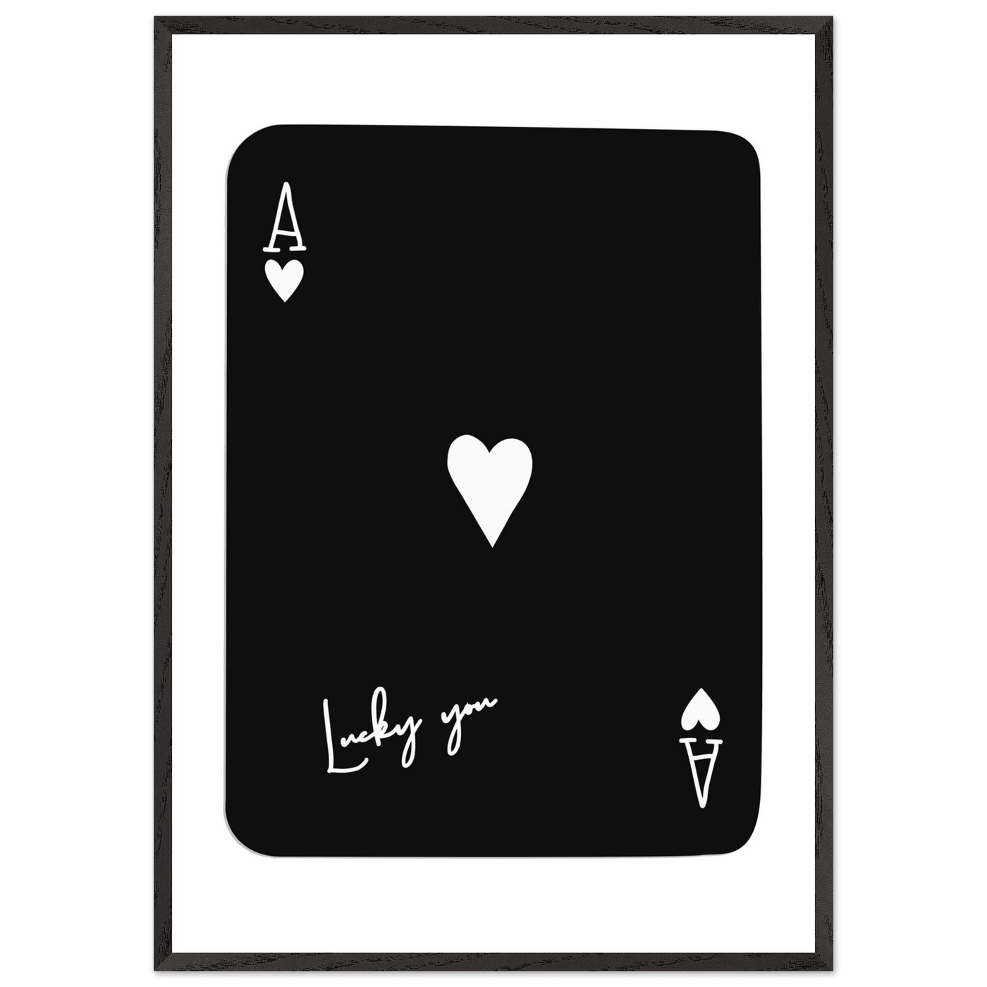 Minimalist Ace of Hearts Poker Card Print - Lucky You Framed Poster Art, Eco-Friendly Wood Frame - Vibrantwalls