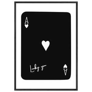 Minimalist Ace of Hearts Poker Card Print - Lucky You Framed Poster Art, Eco-Friendly Wood Frame - Vibrantwalls