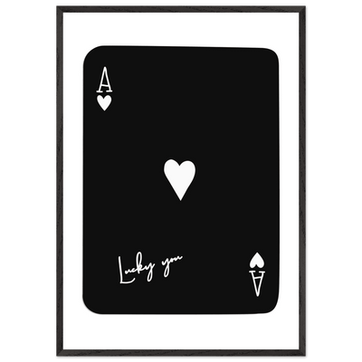 Minimalist Ace of Hearts Poker Card Print - Lucky You Framed Poster Art, Eco-Friendly Wood Frame - Vibrantwalls