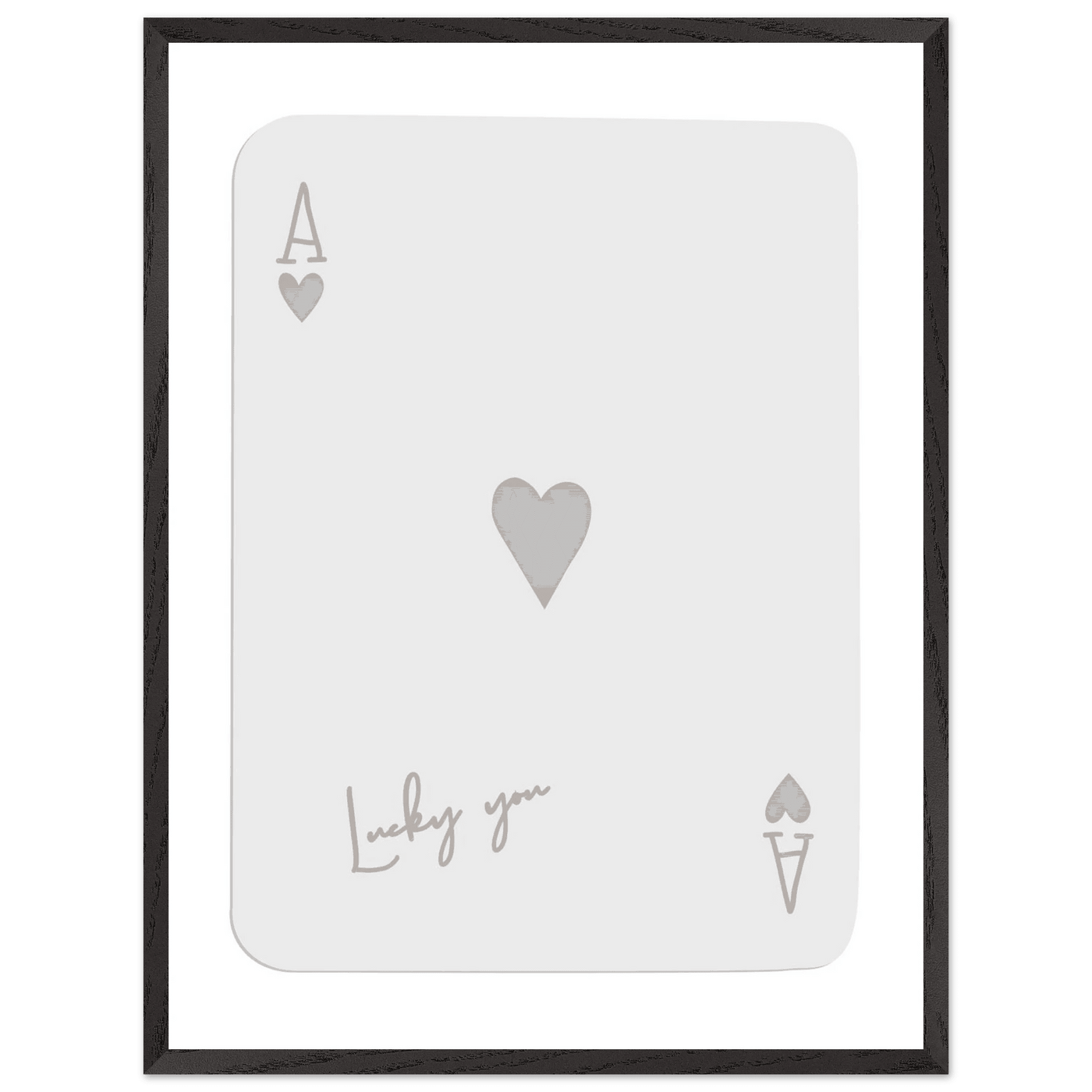 Minimalist Ace of Hearts Poker Card Print - Lucky You Wall Art, Eco-Friendly Wood Frame Poster - Vibrantwalls