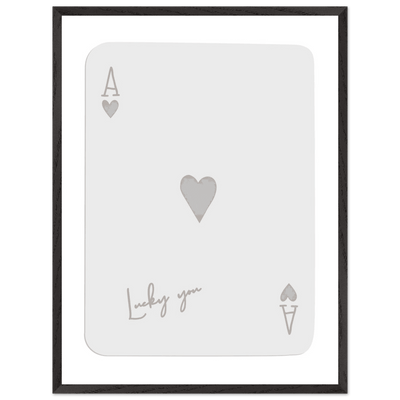Minimalist Ace of Hearts Poker Card Print - Lucky You Wall Art, Eco-Friendly Wood Frame Poster - Vibrantwalls