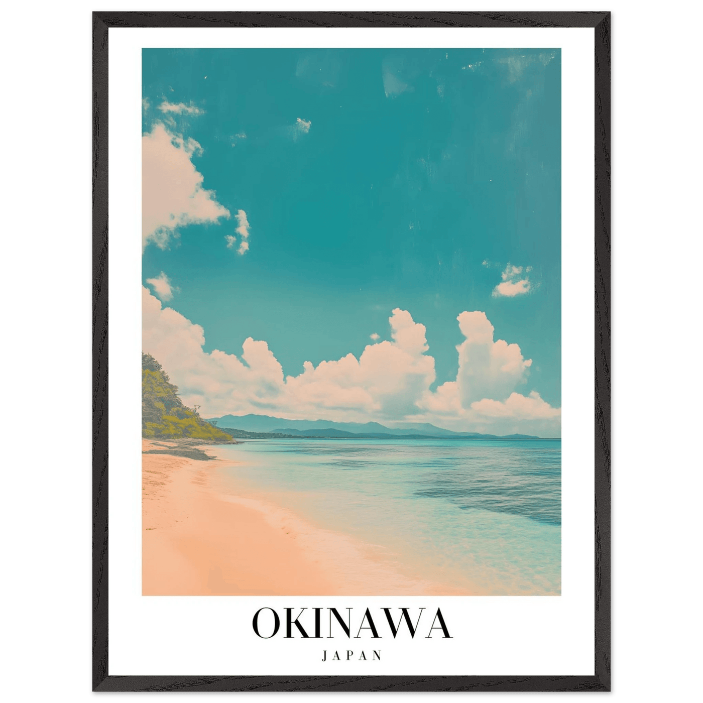 Okinawa Japan Framed Poster – Vintage Beach Travel Wall Art with Wooden Frame - Vibrantwalls