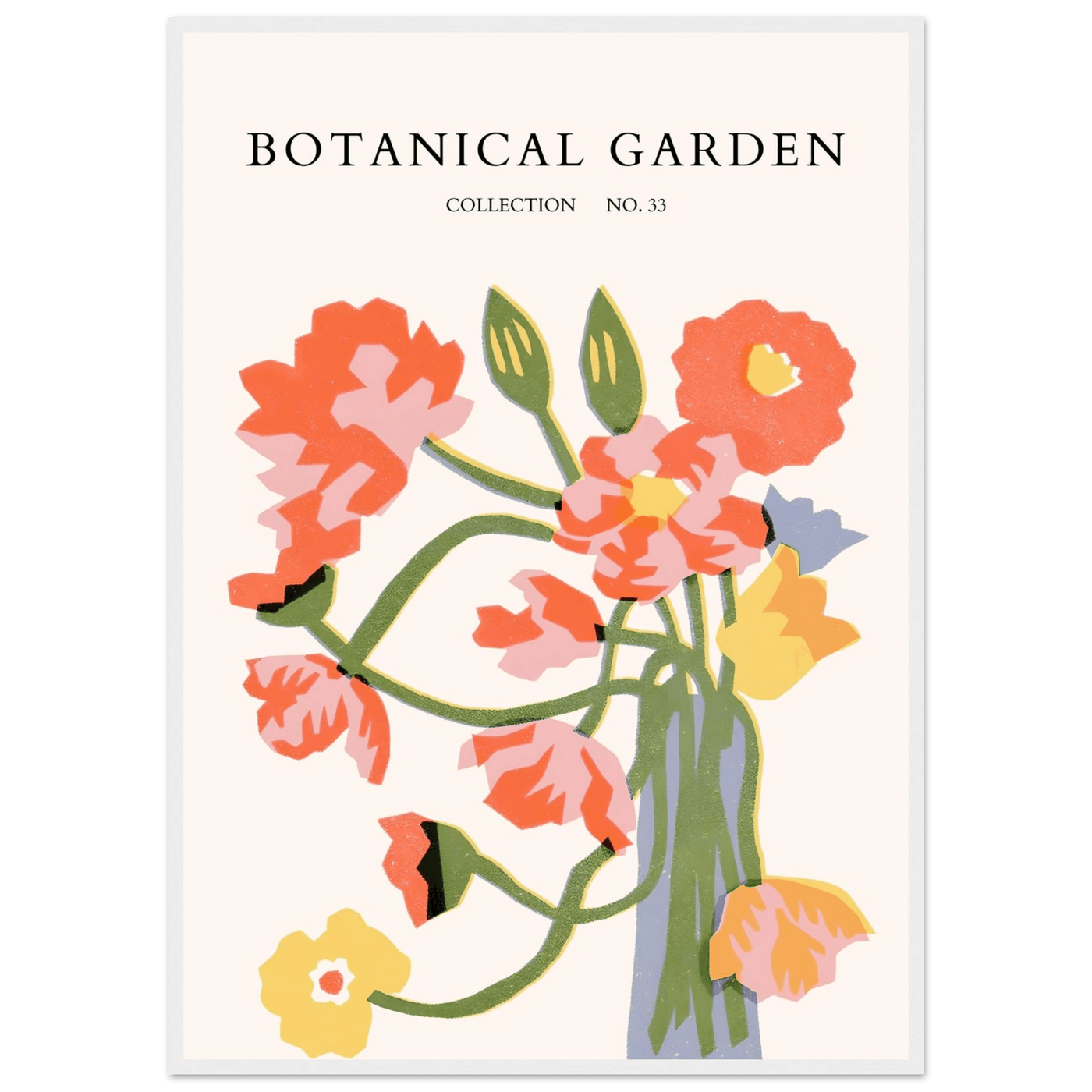 Botanical Garden Framed Poster - Abstract Floral Art Print | Warm Hues & Nature-Inspired Decor - Vibrantwalls