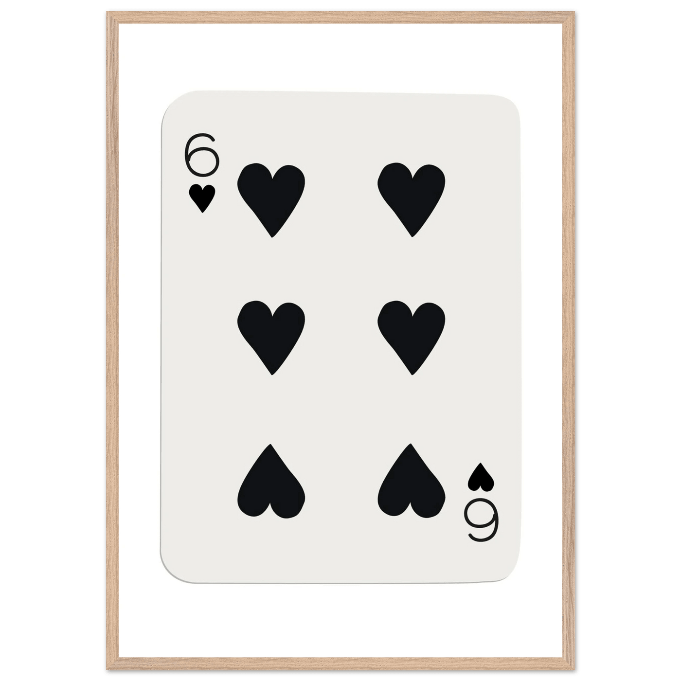 Six of Hearts Poker Card Print - Mounted Framed Poster Art, Eco-Friendly Wood Frame in Your Choice of Frame & Size - Vibrantwalls